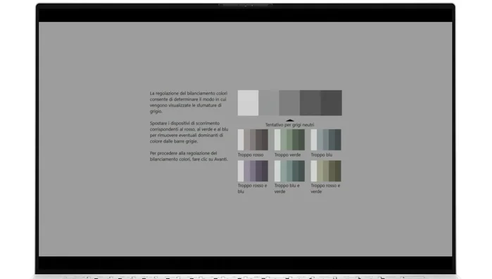 Bilanciamento del colore: Regolare le sfumature di grigio utilizzando i cursori.