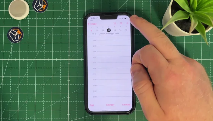 Tocca il simbolo '+' per aggiungere un nuovo evento.