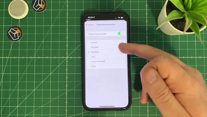 Imposta il tempo di percorrenza (opzionale).