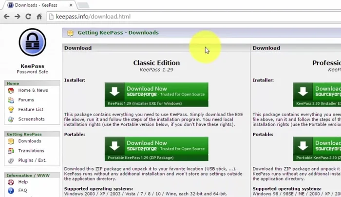 Creare un nuovo database in KeyPass e impostare una master password.