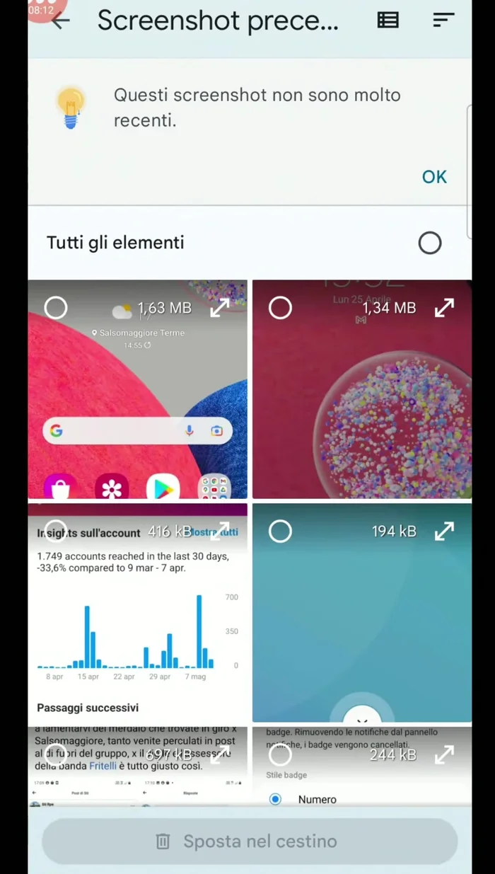 Eliminare i contenuti multimediali di app non più utilizzate (es. Snapseed, DJI, etc.).