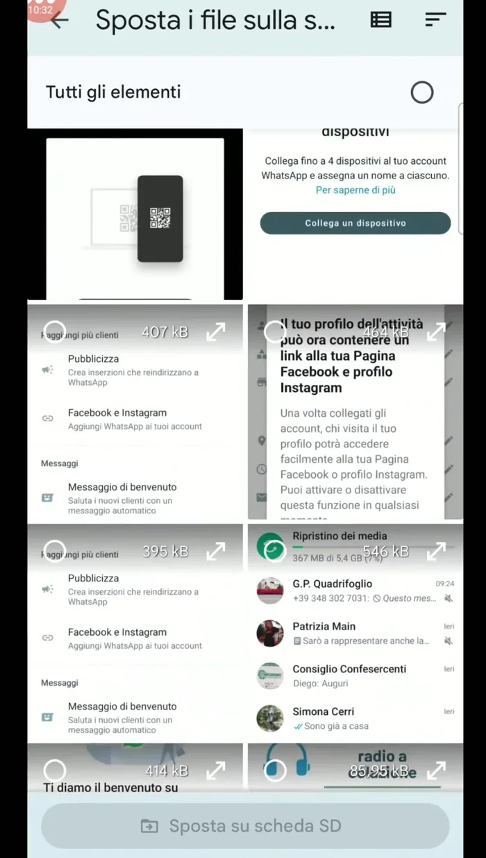 Spostare i file sulla scheda SD per liberare spazio nella memoria interna.