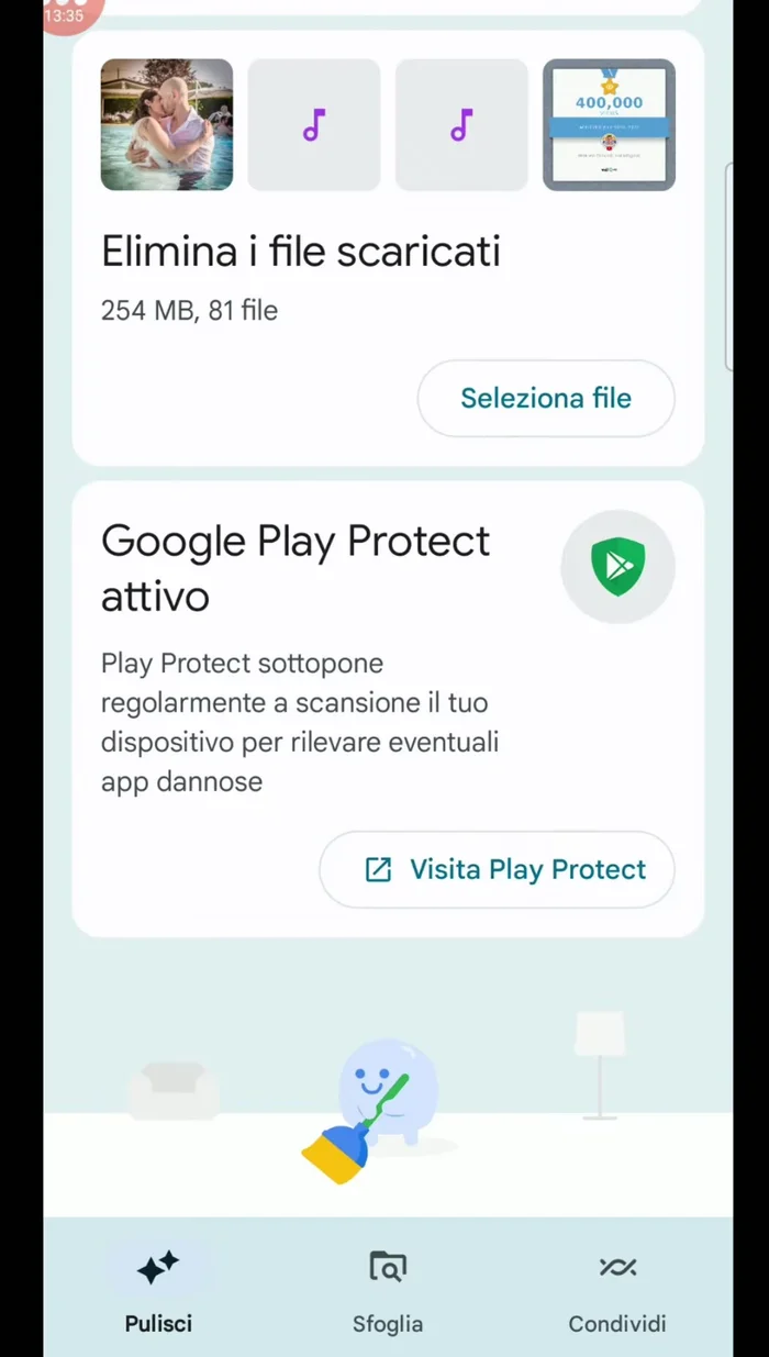 Verificare che Google Play Protect sia attivo per la scansione di app dannose.