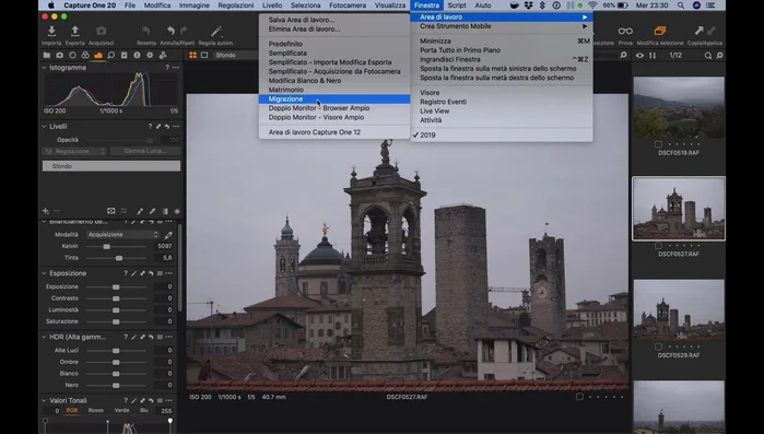 Seleziona "Importa da Lightroom" per una configurazione simile a Lightroom.