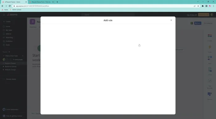 Clicca su 'AGGIUNGI trigger' e seleziona 'Attività aggiunta a questo progetto'. Quindi, scegli 'Invii modulo' come origine e seleziona il tuo modulo.