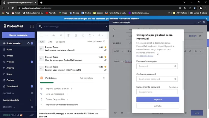 Impostare, se necessario, una data di scadenza per il messaggio (opzionale).