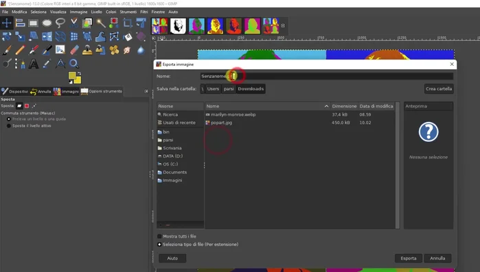Esporta l'immagine finale in formato JPEG o PNG.