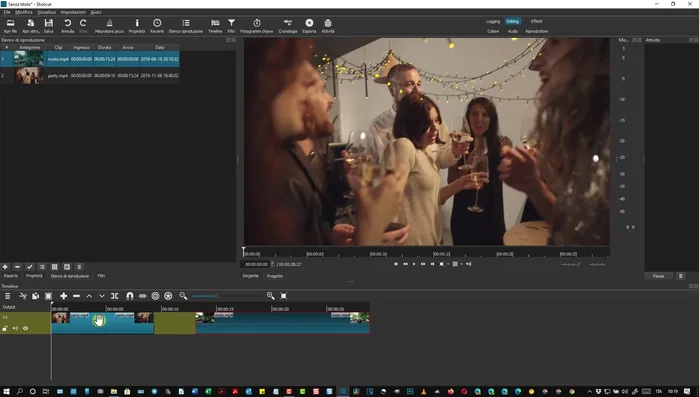 Sovrapporre il secondo video sul primo nella timeline.