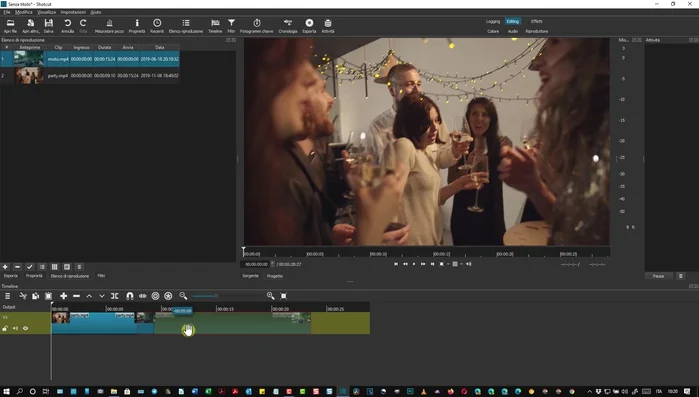 Regolare la durata della sovrapposizione per definire la lunghezza della transizione.