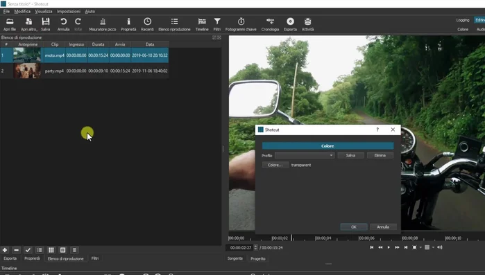 Creare un elemento colore (es. un rettangolo rosso) usando 'Apri > Altro > Elemento colore'.