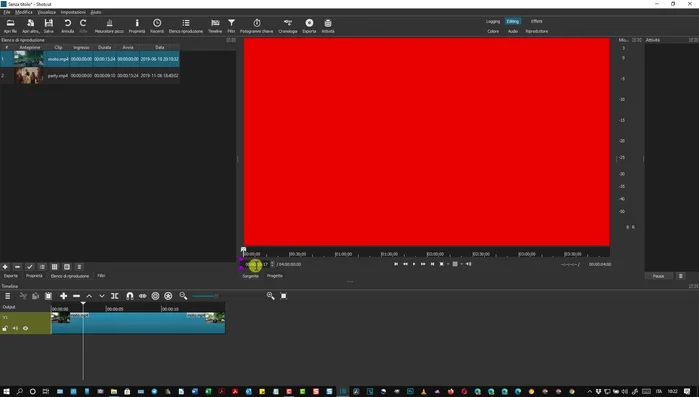 Aggiungere l'elemento colore alla timeline prima del video.