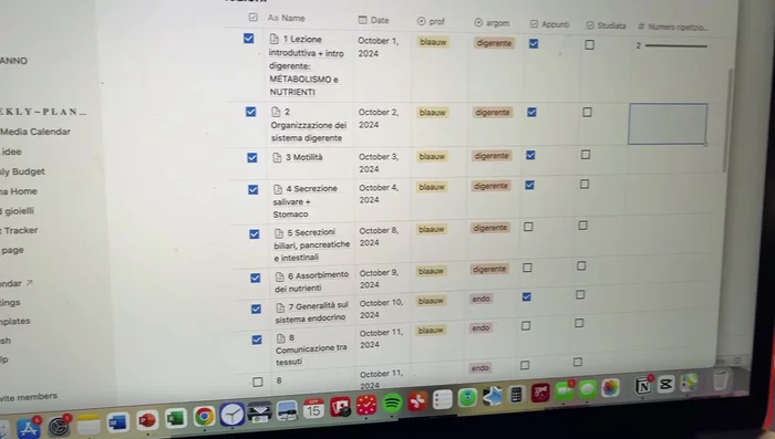 Crea una scaletta dettagliata per ogni lezione, includendo tutti gli argomenti trattati. Questa scaletta ti servirà come guida per lo studio e per le ripetizioni.