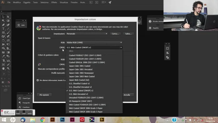 Spazio colore CMYK: Coated FOGRA39.