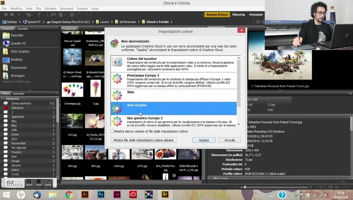 In Bridge, andare su Modifica > Impostazioni colore e applicare il profilo salvato.