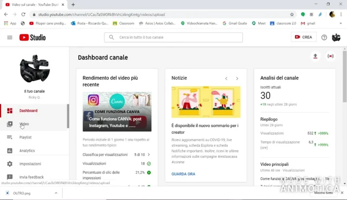 Selezione del video a cui aggiungere l'endscreen.