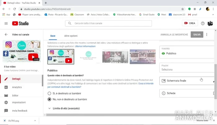 Salvataggio delle modifiche.