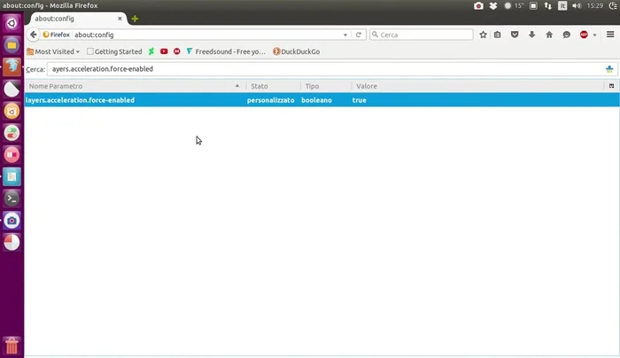 Verifica nuovamente in `about:support` se l'accelerazione hardware è attiva (1).