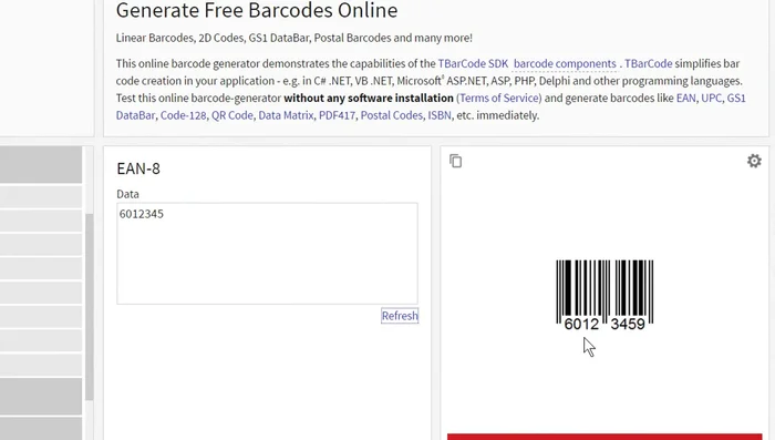 Personalizza il codice a barre (risoluzione, colore, ecc.) se necessario