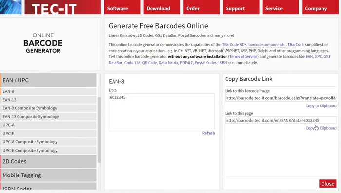 Scarica l'immagine del codice a barre