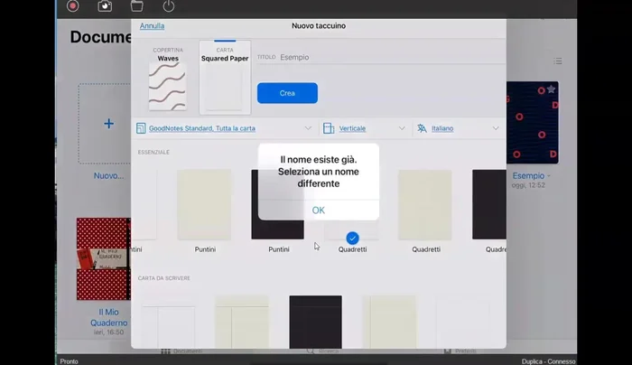 Inserisci il titolo del quaderno.