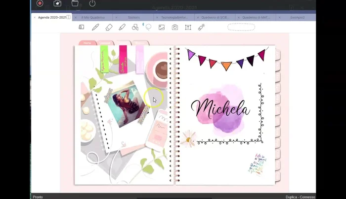 Personalizza l'agenda aggiungendo note, immagini e stickers.