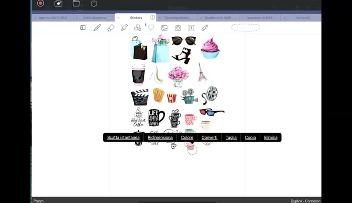 Personalizza l'agenda aggiungendo note, immagini e stickers.