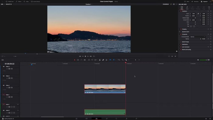 Importare la clip in DaVinci Resolve 18.