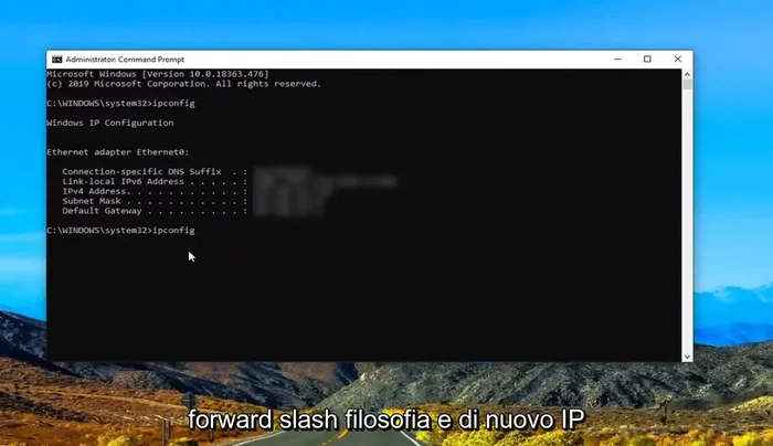 Opzionale: Svuotare la cache DNS digitando `ipconfig /flushdns` nel prompt dei comandi