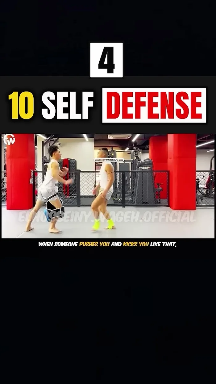 Se qualcuno ti spinge o ti dà un calcio, fai un passo indietro e afferragli la gamba con entrambe le mani. Quindi sferra un potente calcio con il ginocchio sulla parte interna della coscia. Dopodiché, sferra un potente calcio basso e rotante alla sua coscia o gamba per buttarlo a terra.