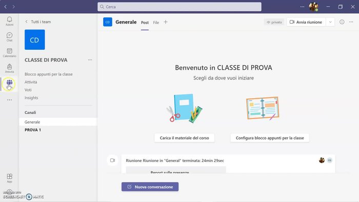 Accedere al team desiderato.