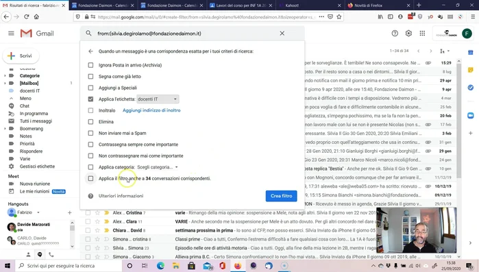 Applica i filtri anche alle email già ricevute.