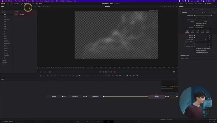 Aggiungere elementi 3D (come una sfera per simulare una mano) prima del Particle Render per creare interazioni realistiche con il fumo.