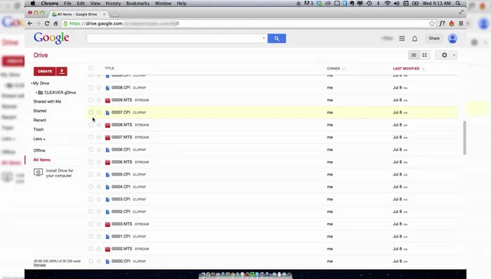 Seleziona i file non più necessari.