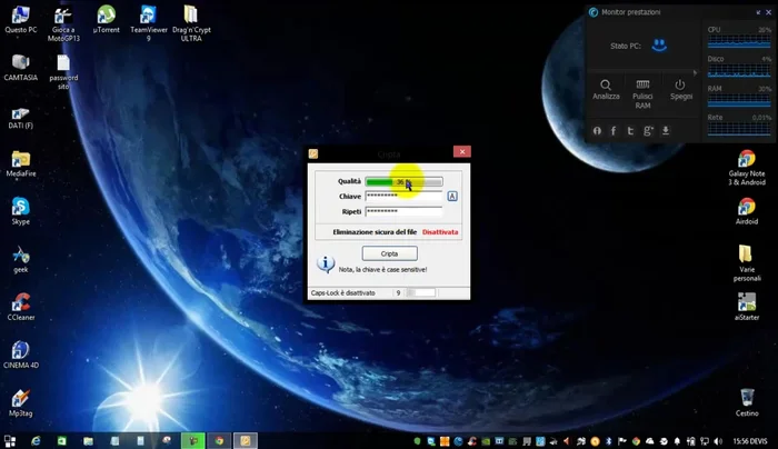 Crittografare il file: Cliccare su "cripta" per crittografare il file. Il file originale sarà convertito in un formato .dcu (non leggibile senza la chiave).