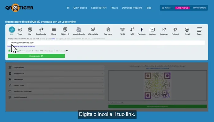Personalizza l'aspetto del tuo codice QR.