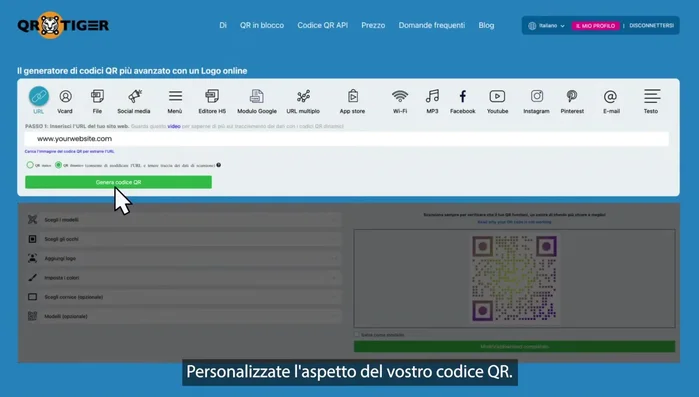 Personalizza l'aspetto del tuo codice QR.