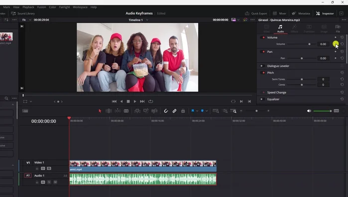 Spostare il cursore di riproduzione e aggiungere altri keyframes per modificare il volume nel tempo.