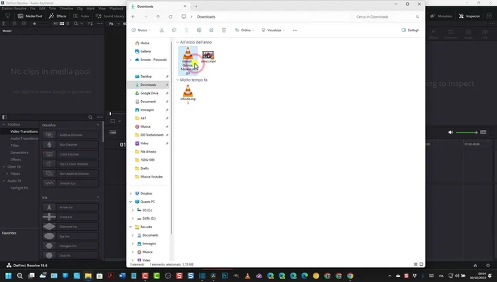 Eliminare la traccia audio originale (clic destro > Cut).