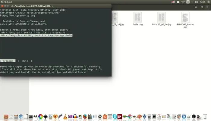 Seleziona la partizione dove erano i file cancellati.