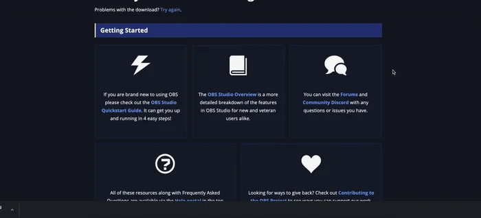 Scaricare e avviare OBS Studio.