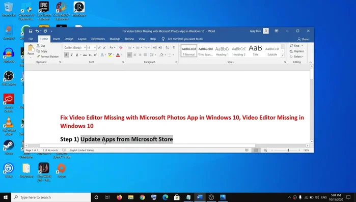 Se ci sono aggiornamenti in sospeso per l'editor video, scaricali e installali.