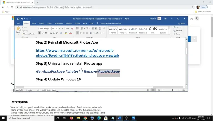 Reinstalla l'applicazione del video editor dal Microsoft Store.