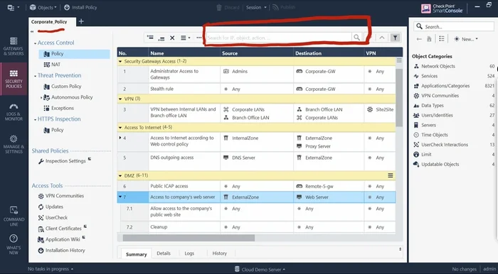 Eseguire la ricerca. Se la regola esiste già, verranno mostrati i pacchetti corrispondenti.