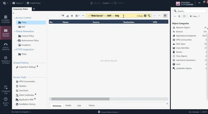 Eseguire la ricerca. Se la regola esiste già, verranno mostrati i pacchetti corrispondenti.