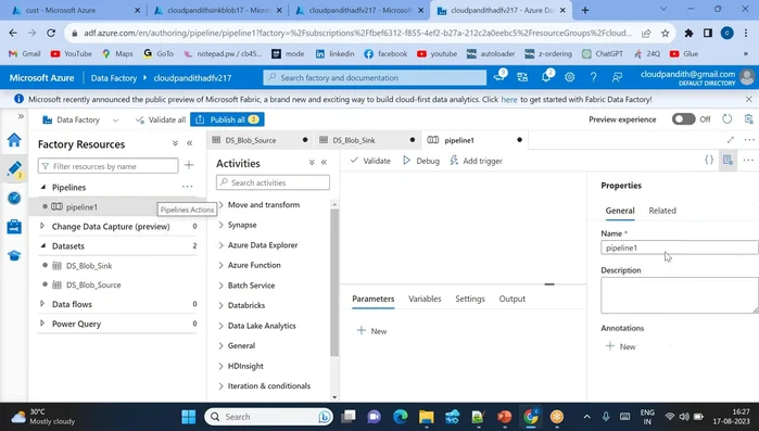 Esecuzione della pipeline.