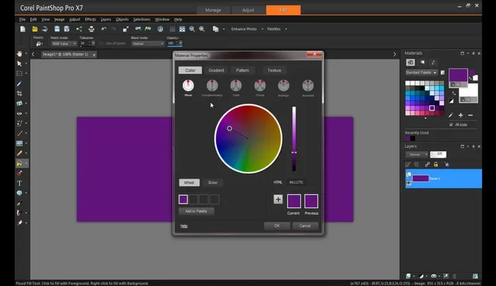 Regolare i colori trascinando l'indicatore nella ruota dei colori.