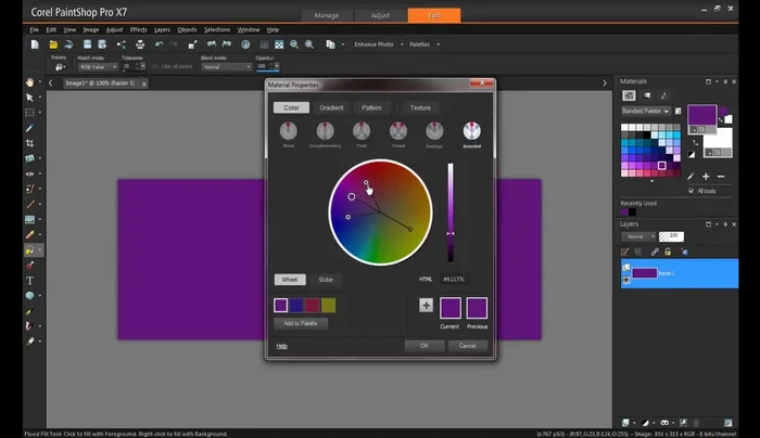 Regolare i colori trascinando l'indicatore nella ruota dei colori.