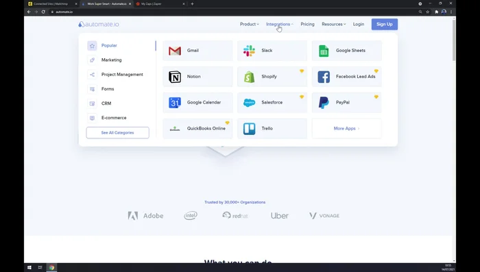 In Ultimate.io, vai su 'Integrazioni', poi su 'CLL Categories'.