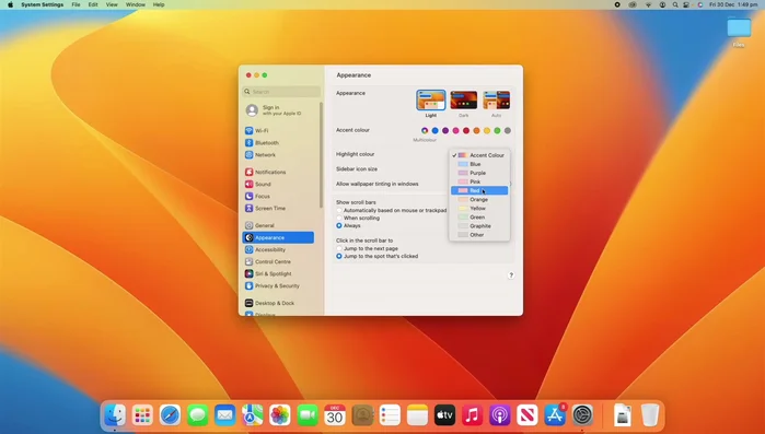Imposta il colore di evidenziazione: puoi sceglierlo indipendentemente dal colore di accento, oppure sincronizzarlo con quest'ultimo.