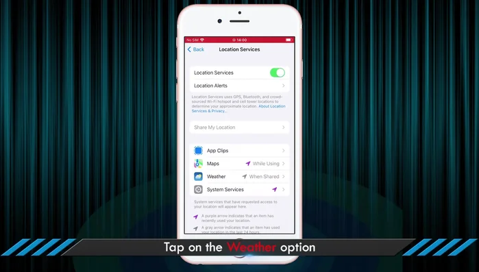 Toccare Meteo e consentire l'accesso alla posizione durante l'utilizzo dell'app o del widget.